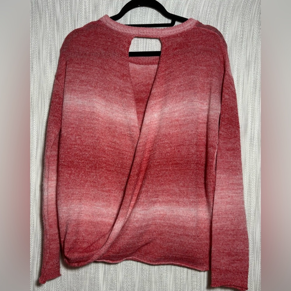 Prana Women's Long Sleeve Top in Red and White Ombre - Picture 2 of 4